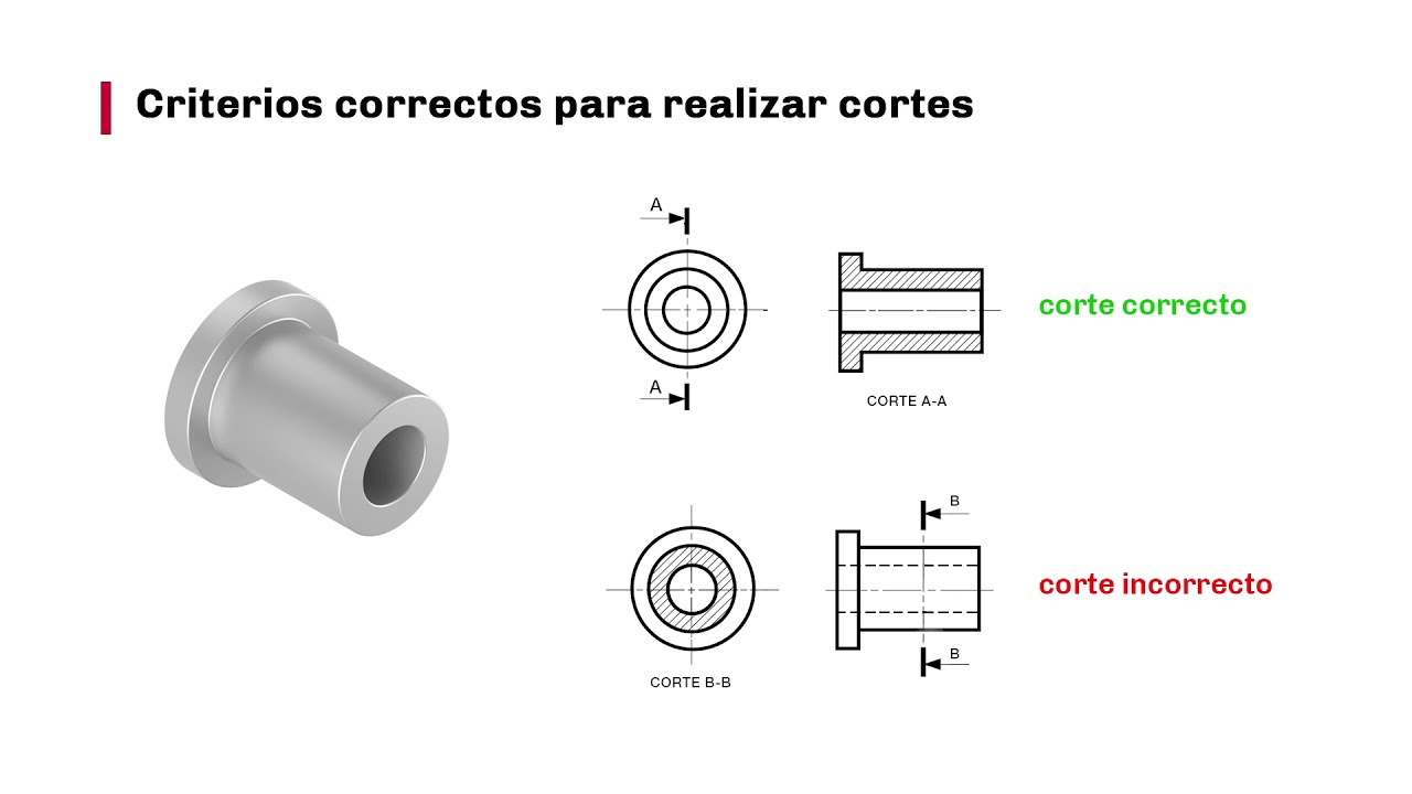 representación de cortes en dibujo técnico
