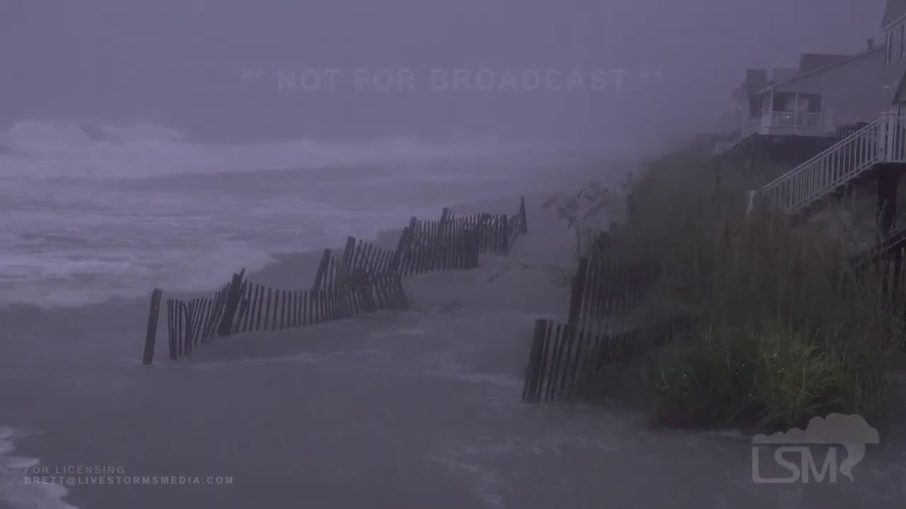 8-3-2020 Garden City Beach, SC Hurricane Isaias storm surge rushes into road, drone and groun