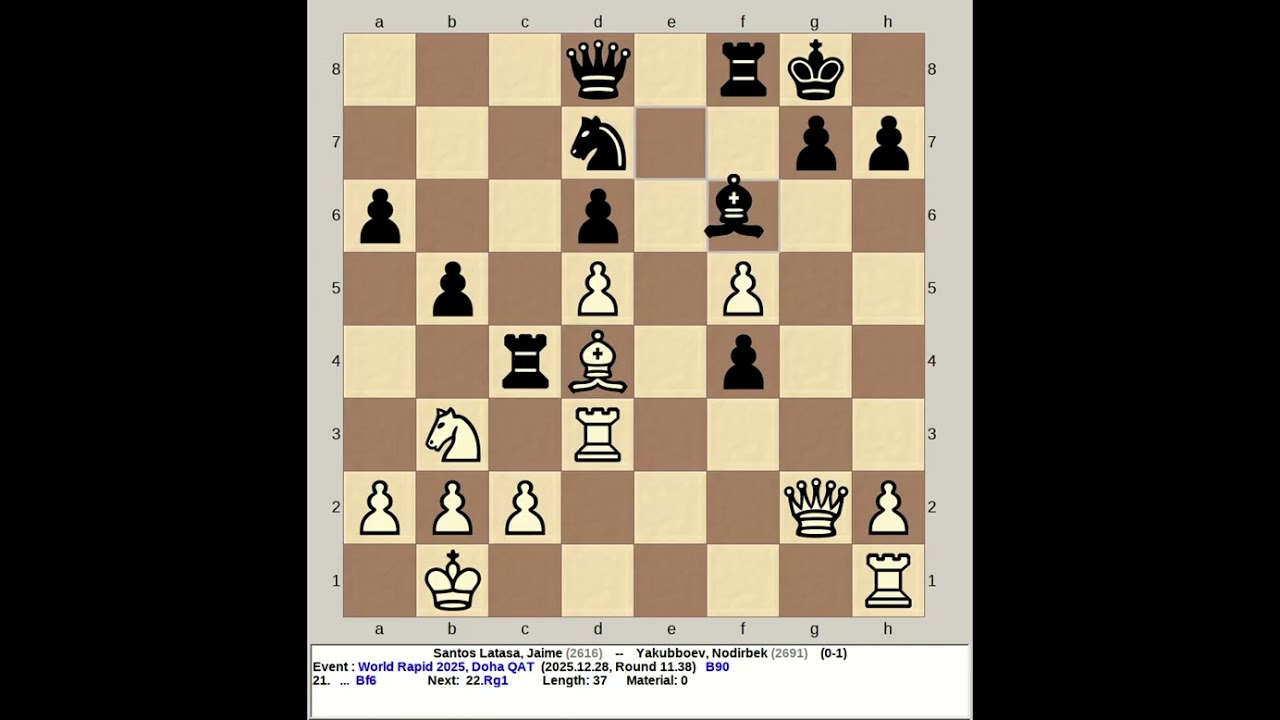 Santos Latasa, Jaime vs Yakubboev, Nodirbek | FIDE World Rapid Chess 2025, Doha Qatar