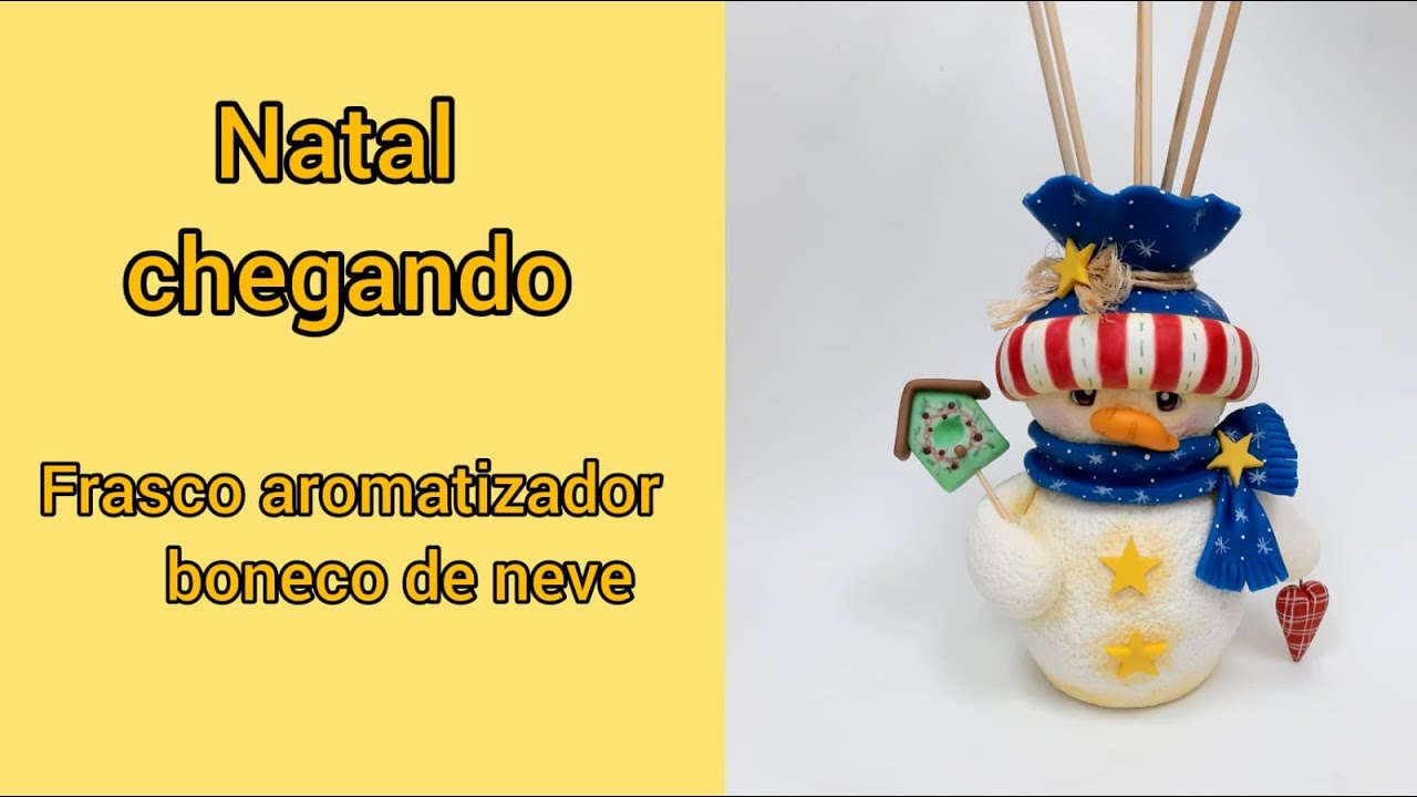 Natal chegando - Frasco Aromatizador Boneco de Neve