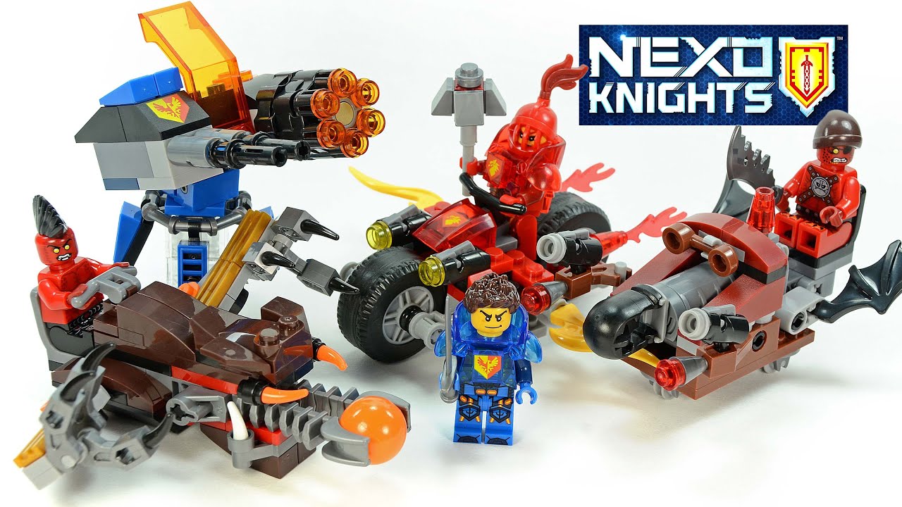 Nexo Knights Clay's Launcher Macy's Cycle Flame Thrower & Beast Master Chariots LEGO Unofficial Sets