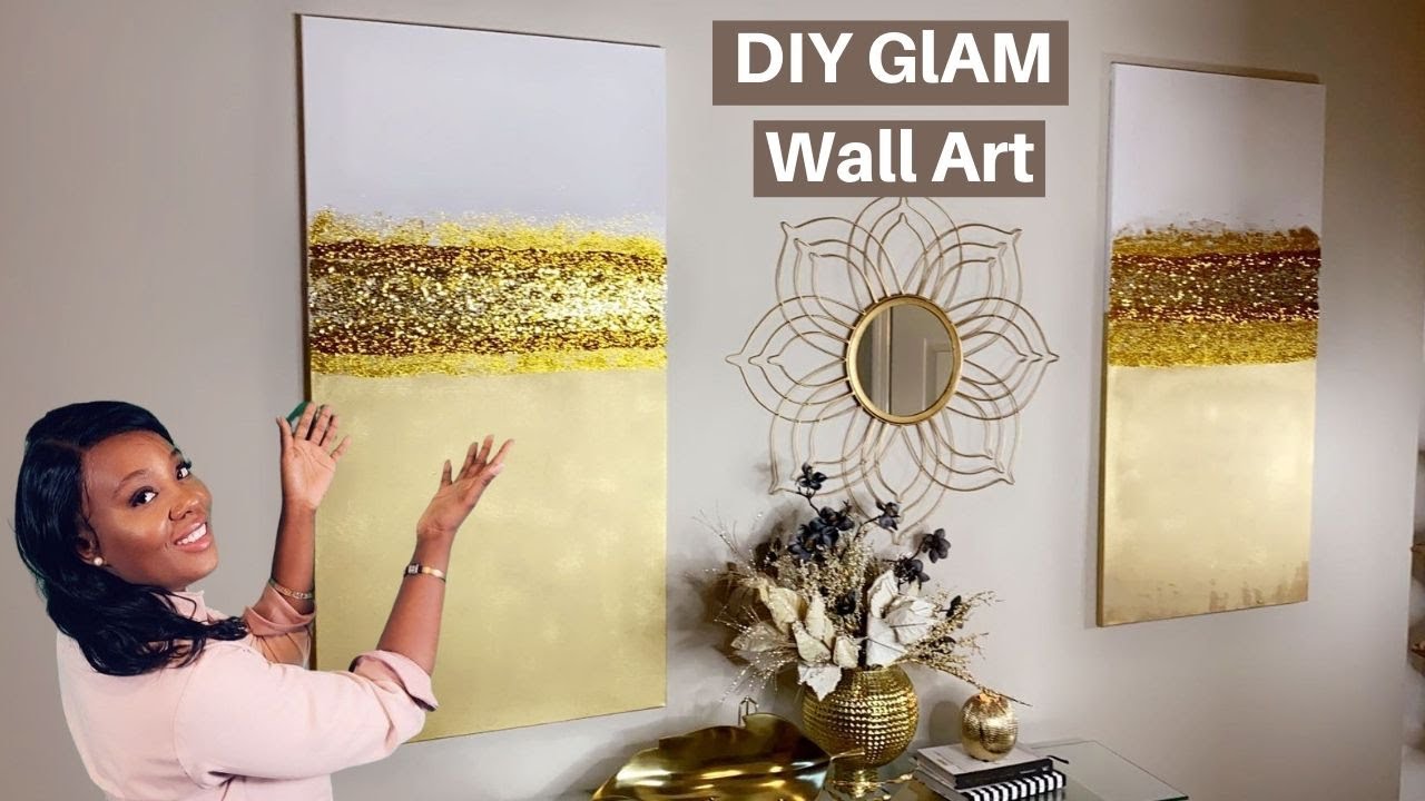DIY GLAM WALL ART// ZGallerie Inspired  DIY Glittered Wall Art// Inexpensive Glam DIY glitter canvas