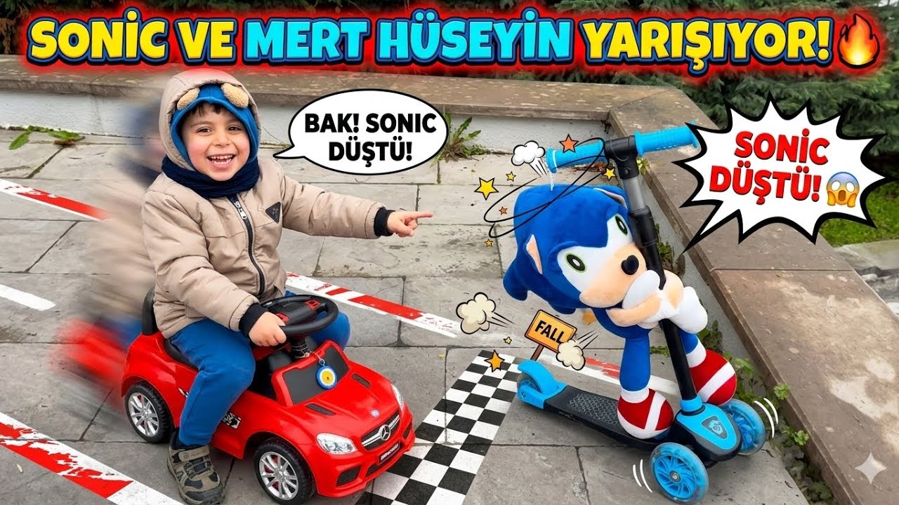MERT HÜSEYİN VE SONİC PARKTA YARIŞ YAPTILARR SONİC ÇOK KÖTÜ DÜŞTÜ 😕💥