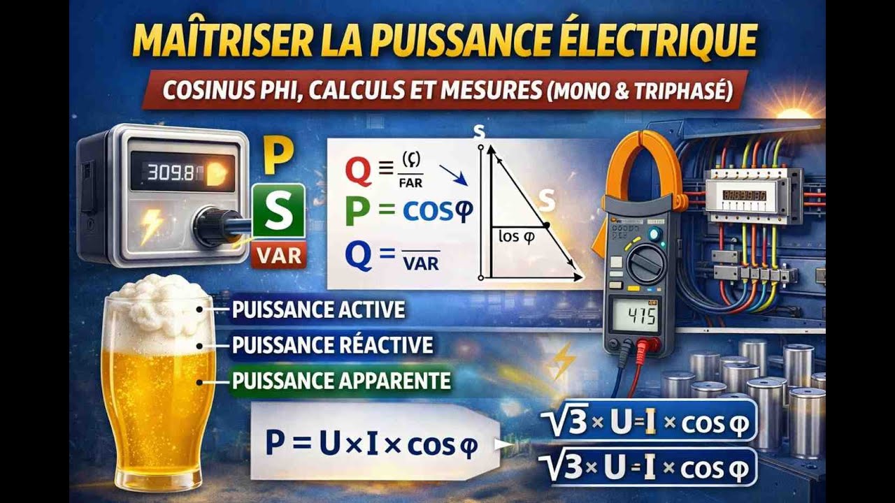 Maîtriser la Puissance Électrique : Cosinus Phi, Calculs et Mesures (Mono & Triphasé)