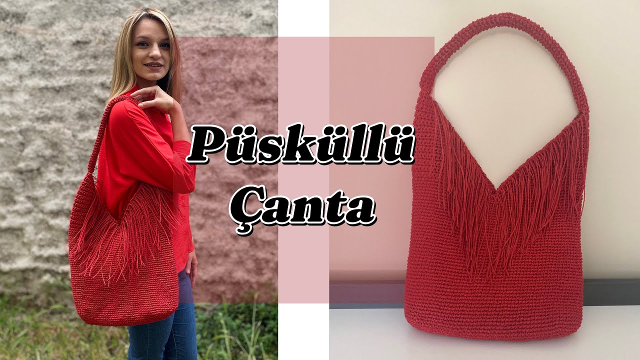 KAĞIT İP PÜSKÜLLÜ ÇANTA YAPIMI 🌼 #kağıtipçantamodeli #kağıtipçanta #knittingbagmodels