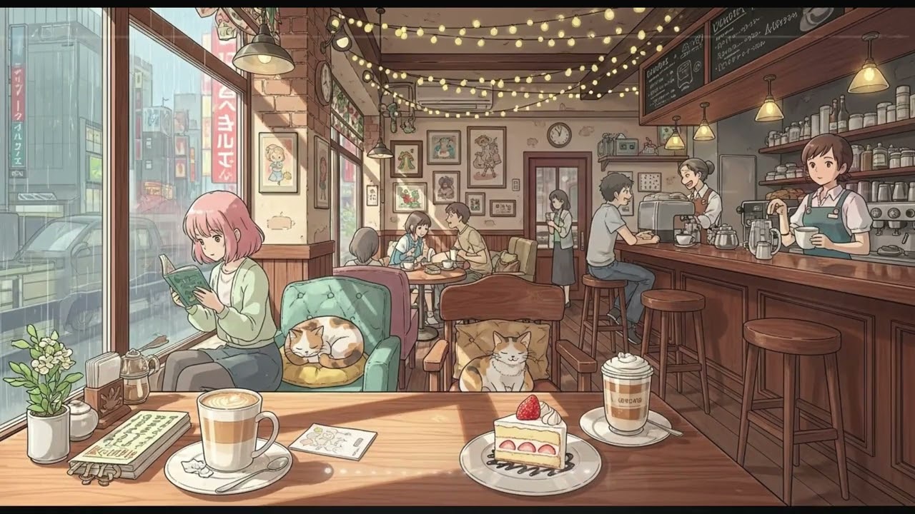 Lofi Cafe - Warm Light Cafe Lofi Beats ( 1 hour )
