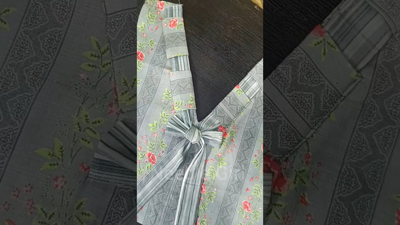 v Tie knot Bow Neck Design 🎀 #needlegirl #shorts