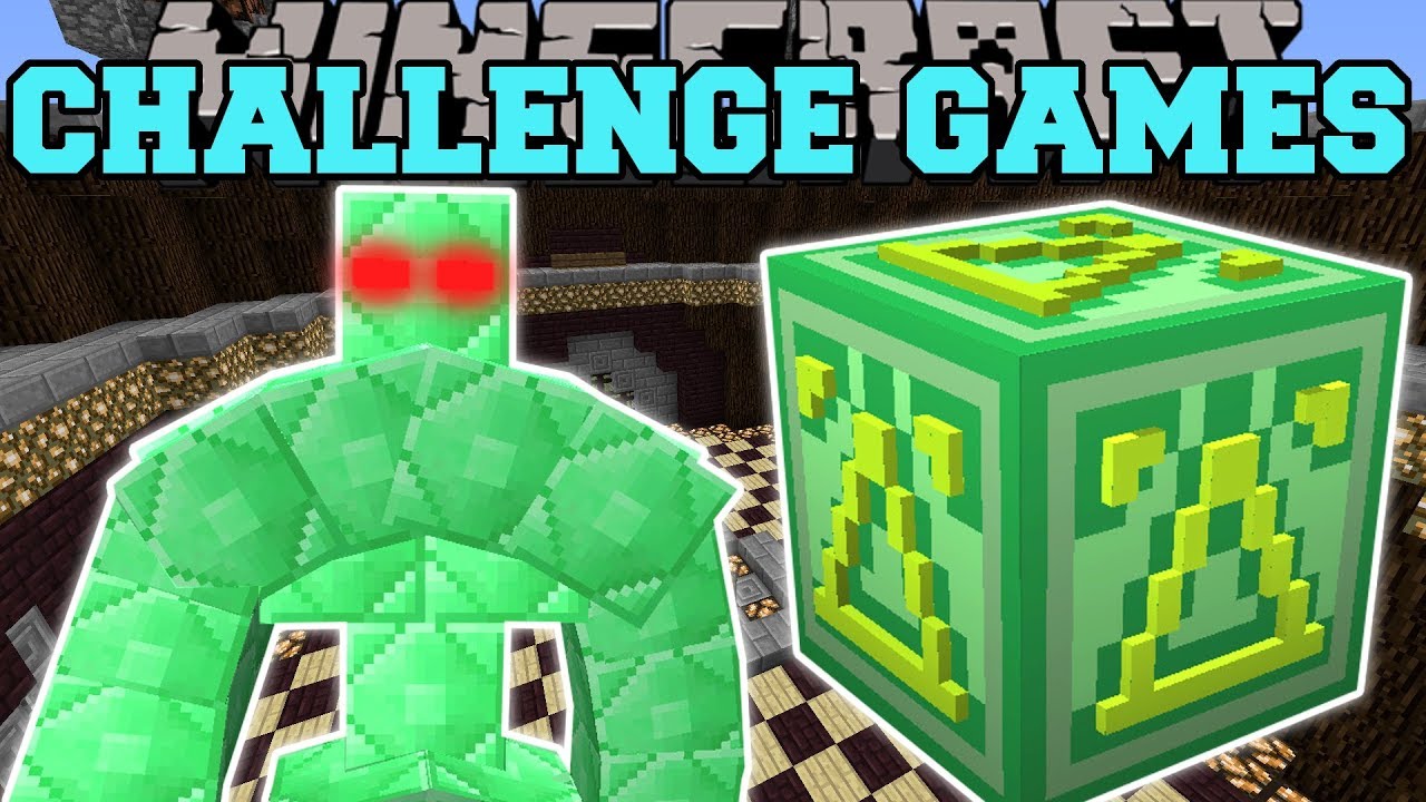 Minecraft: GIANT EMERALD GOLEM CHALLENGE GAMES - Lucky Block Mod - Modded Mini-Game