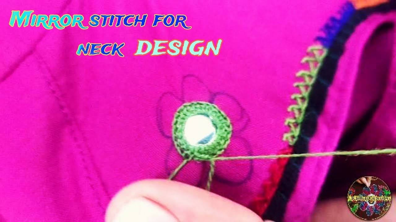 mirror work stitch for neck design mirror work embroidery designs ডলার বসানো,ডলার বসানোর নিয়ম