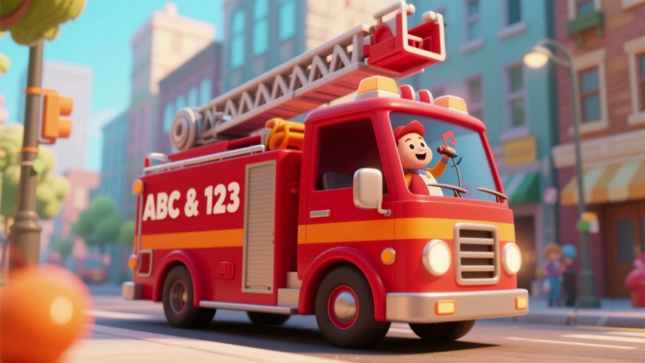 Fire Truck ABC & 123 Song 🚒🔤🔢 | Learn Alphabet & Numbers for Kids