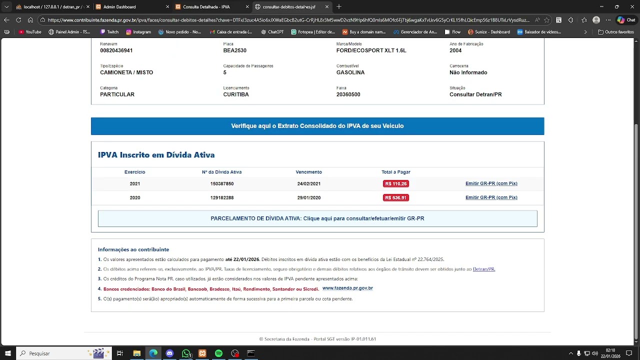 TELA DETRAN PARAN&Aacute; COM PAINEL ADMIN + API PR&Oacute;PRIA