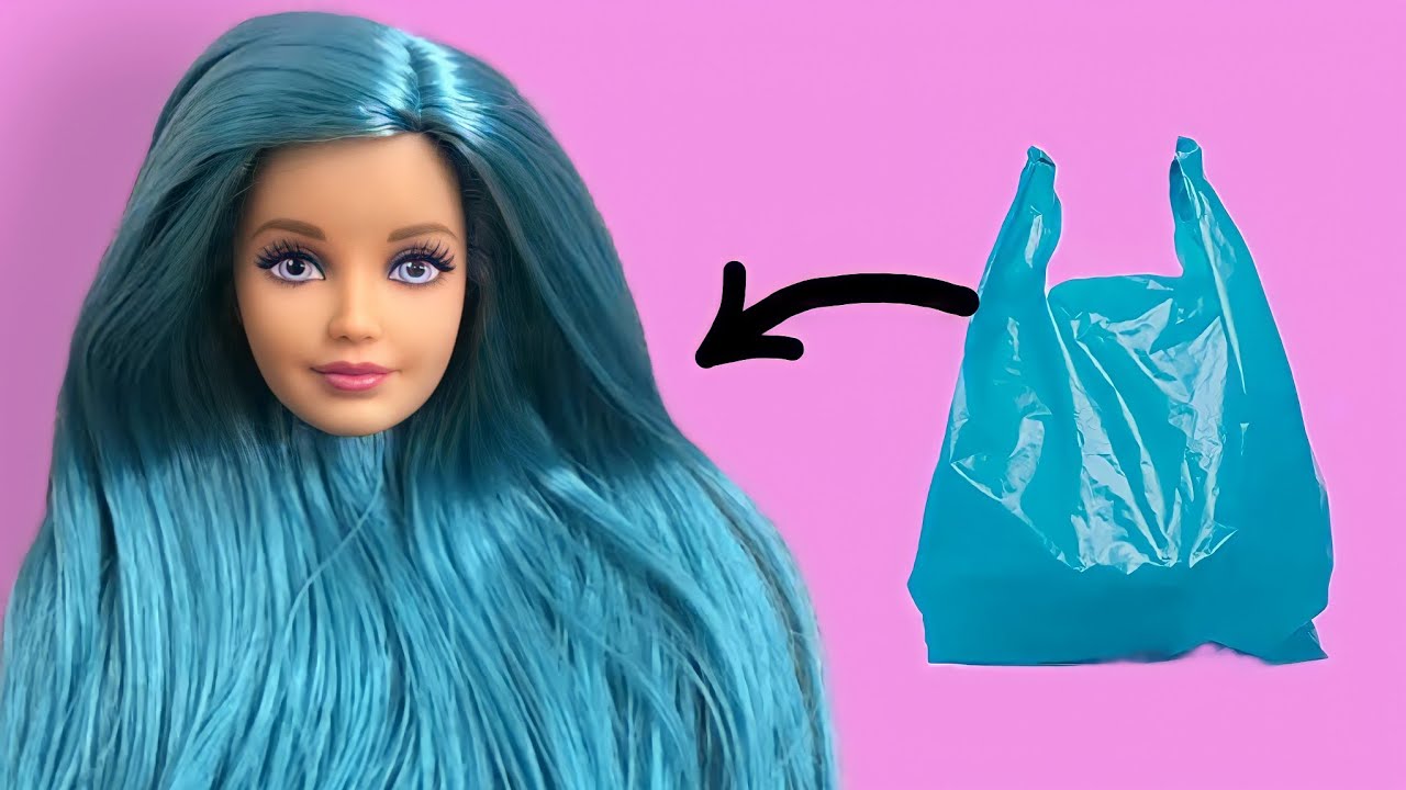 How To Make Barbie Hairs | DIY Barbie Hairstyle | Paper Barbie Doll | Wig,dress, make-up | Barbie