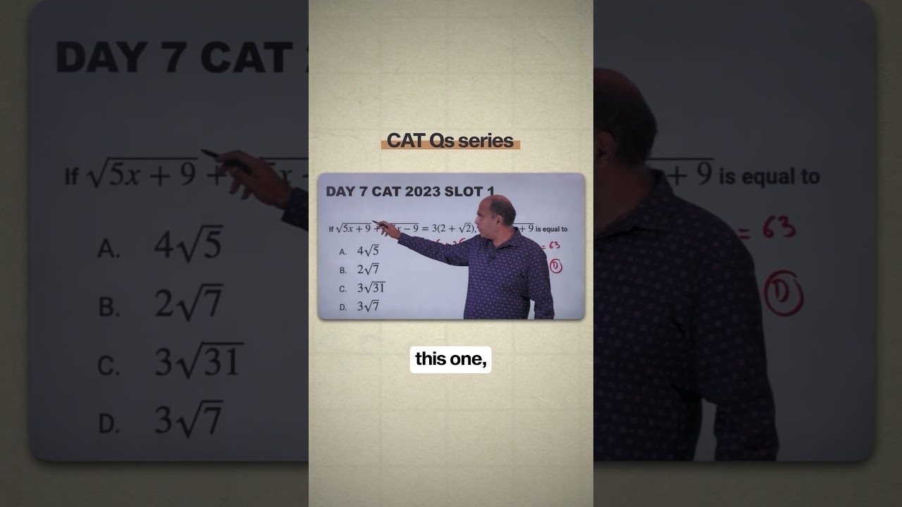 DAY 7 of solving previous year CAT questions in under 60 seconds EVERYDAY for 30 DAYS!