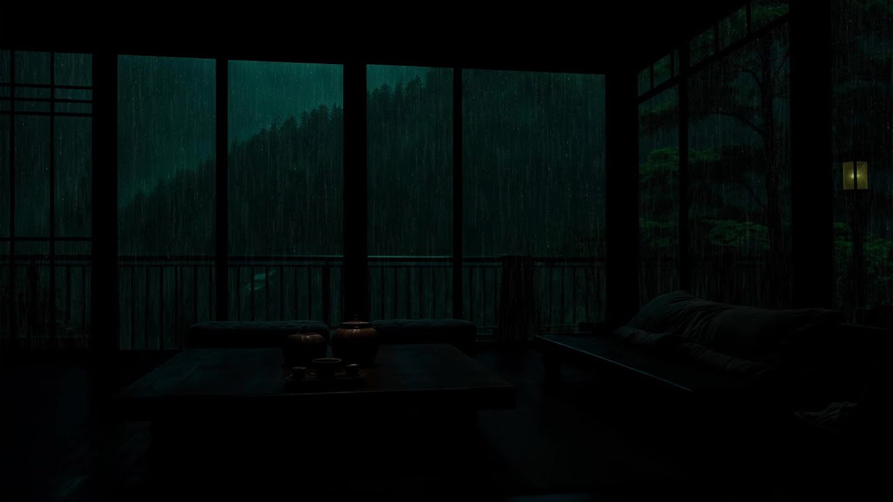Rain Sounds in a Dark Bedroom (No Ads) | Deep Sleep, Focus & Meditation Ambience
