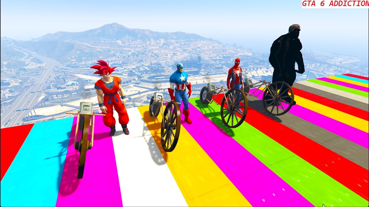 GTA V Superheroes Crazy Race Challenge with Super Cars | GTA V Spiderman Car Stunt Race #12