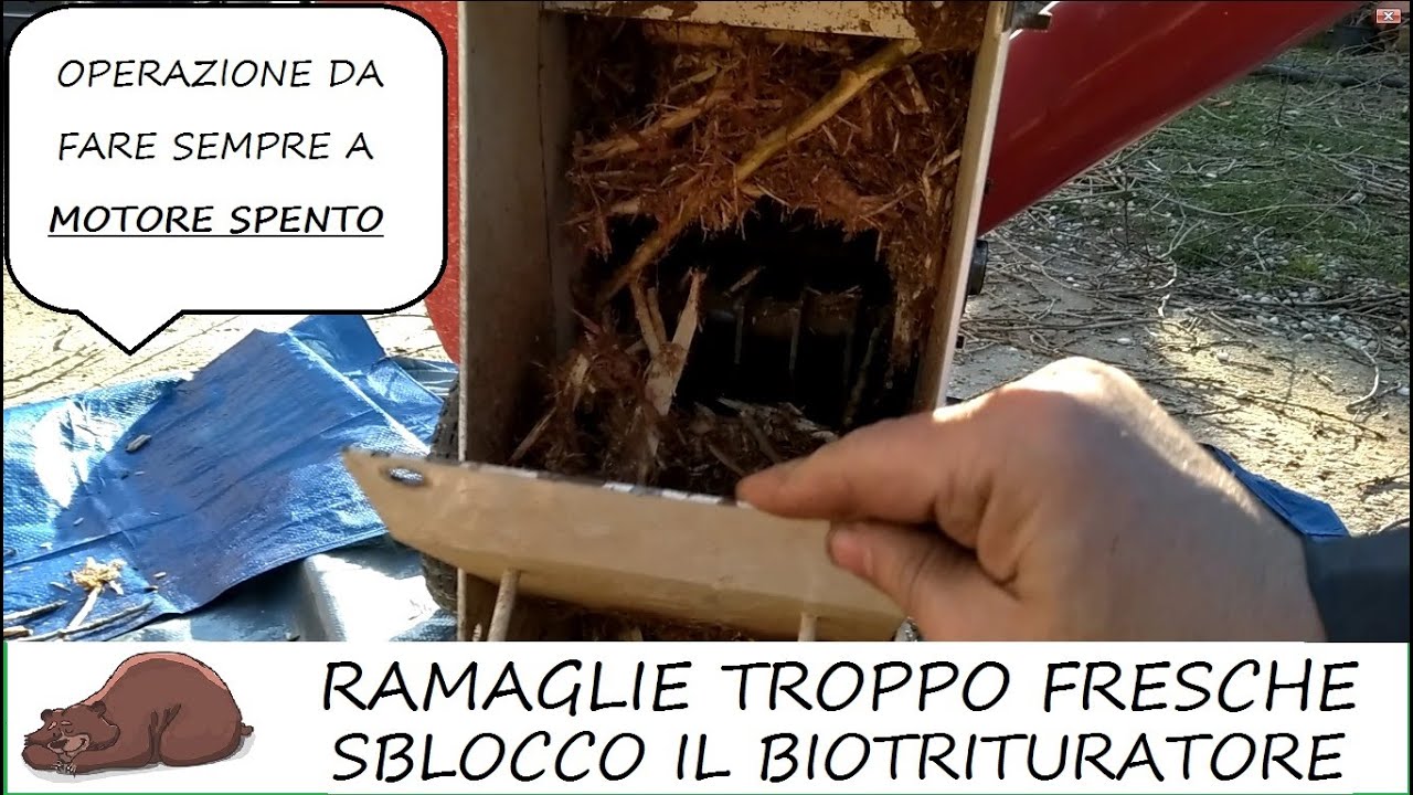 Biotrituratore e ramaglie freschissime. Come aprire il vaglio per svuotare la camera di macinazione!
