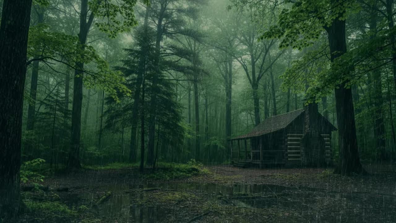 Relaxing Cabin Rain Sounds by the Window 💧 Under the Rainy Sky | Sleep, Peace & Clarity 🌙