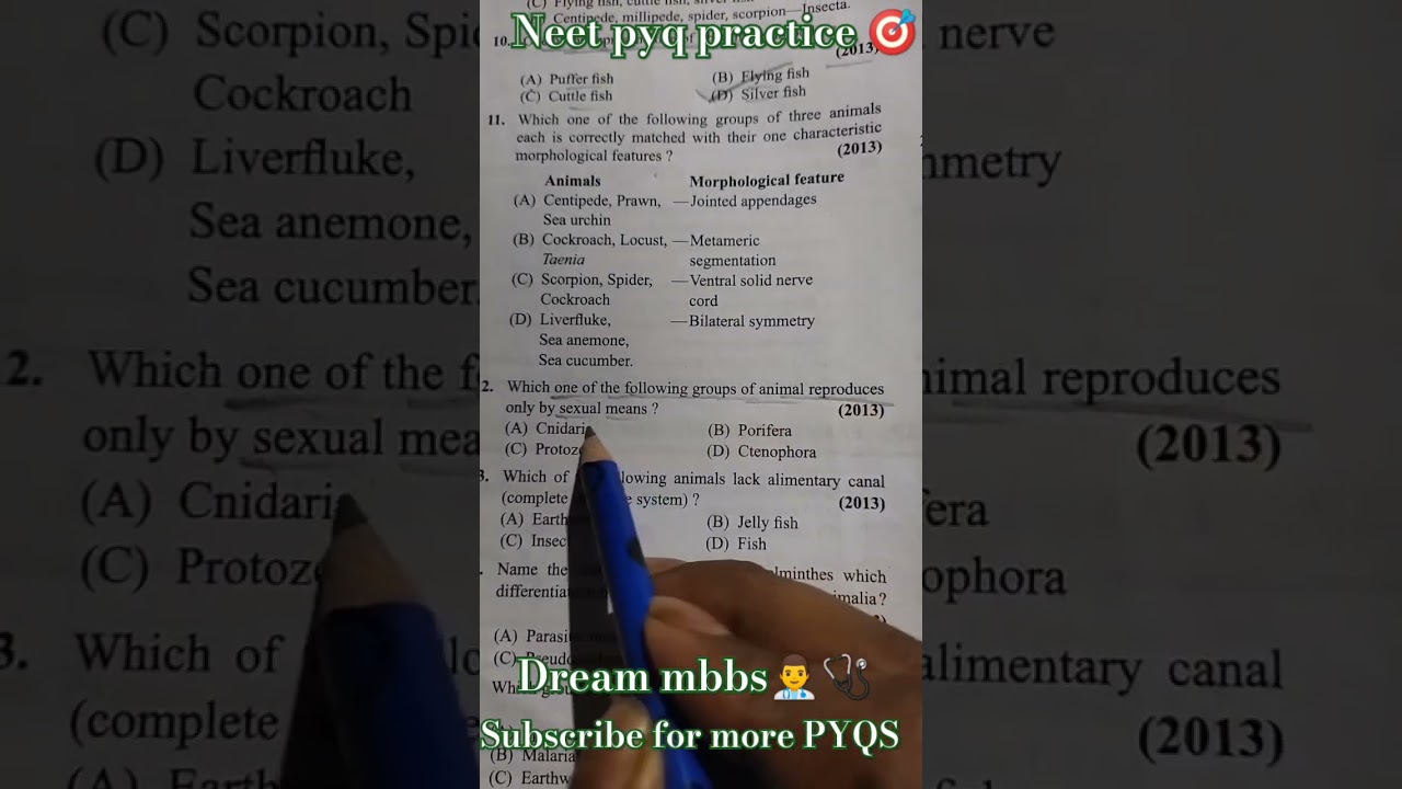 Animal kingdom class 11#biology#neet#pyq#motivation#100#class11#mcq#study#doctor#aiims#animalkingdom