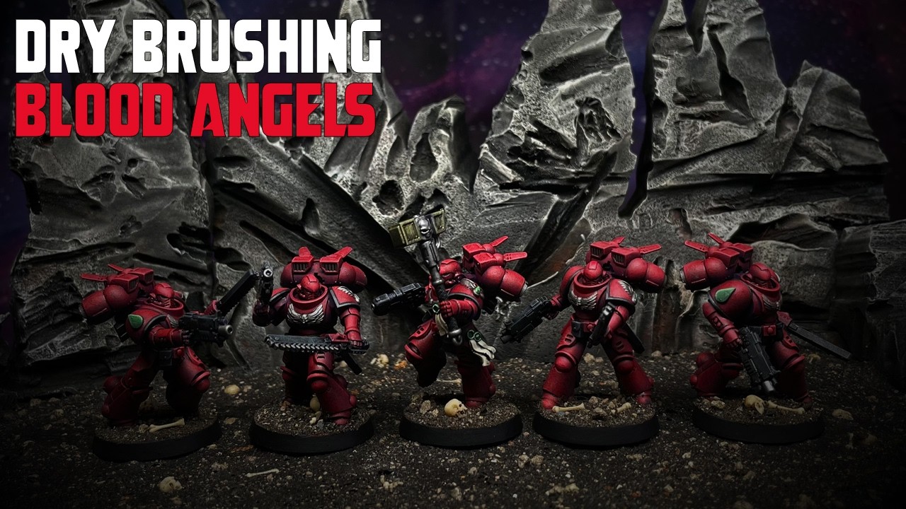 How to Dry Brush Speed Paint Blood Angels Red - Jump Intercessors