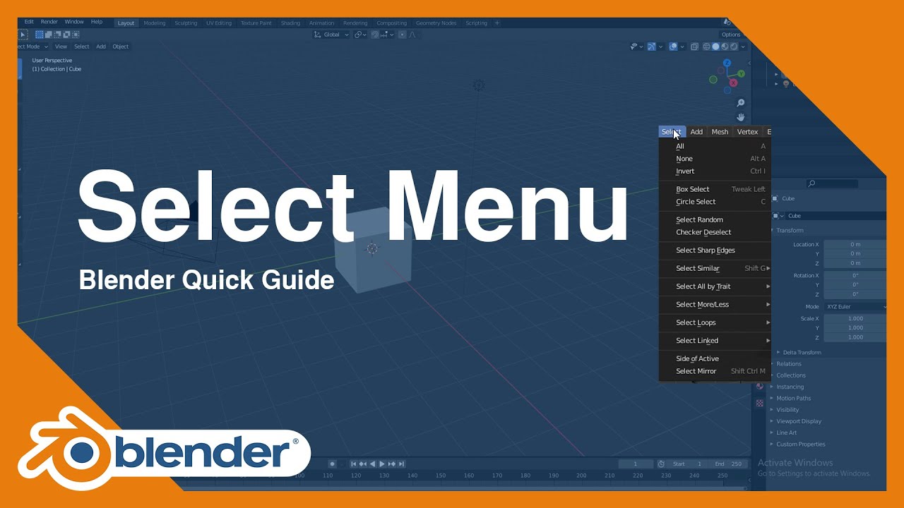 Blender Quick Guide | Select Menu In Blender | Blender Tutorial