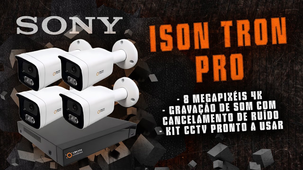 SISTEMA DE VIDEOVIGILÂNCIA PRONTO A USAR COM ISON TRON PRO DE 8 MEGAPIXÉIS  SENSORES SONY, GRAVAÇÃO