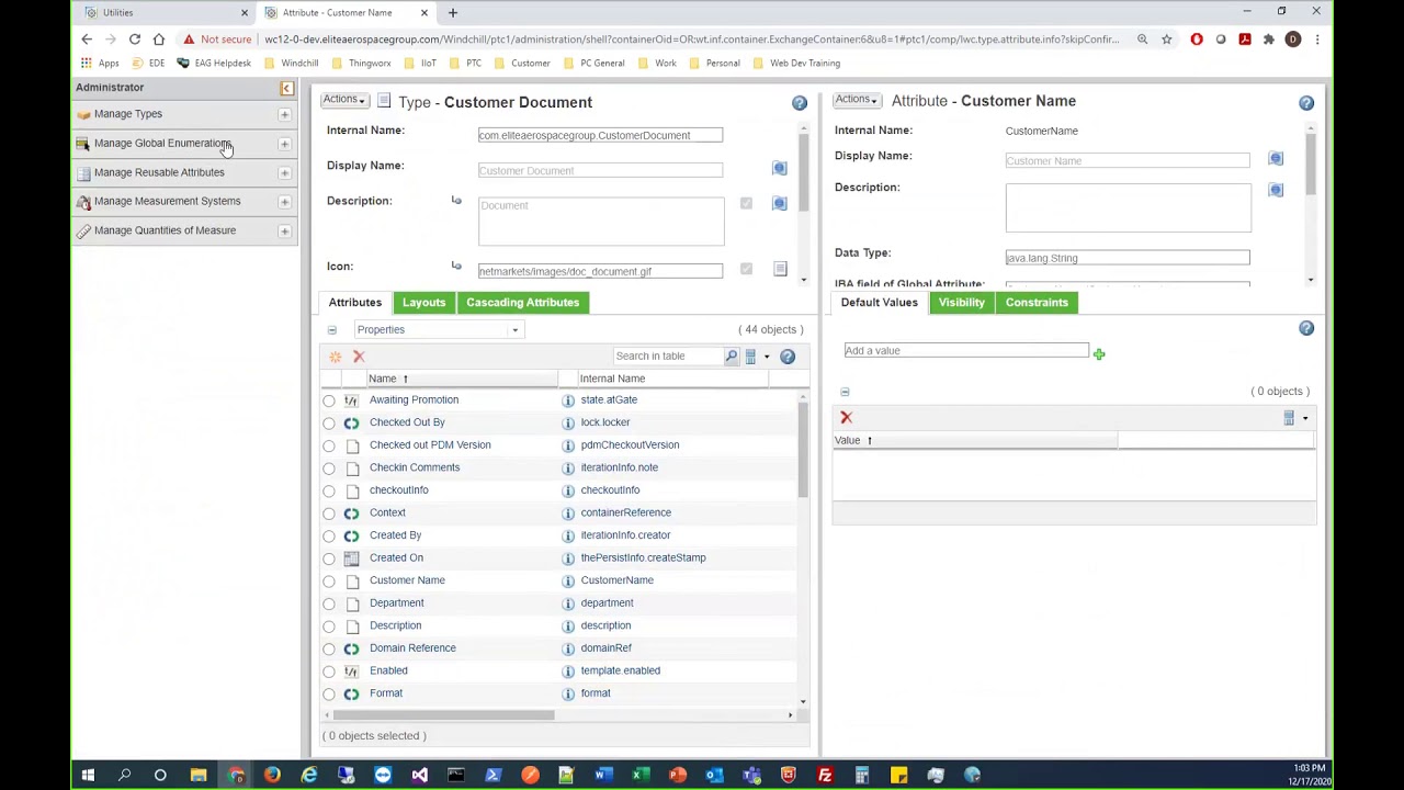 Windchill - How to create drop down attribute