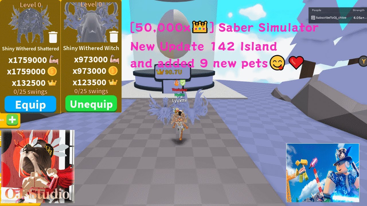 New update 142 island Saber Simulator, i got new Shiny Triple moon pet(Shiny Withered Shattered)