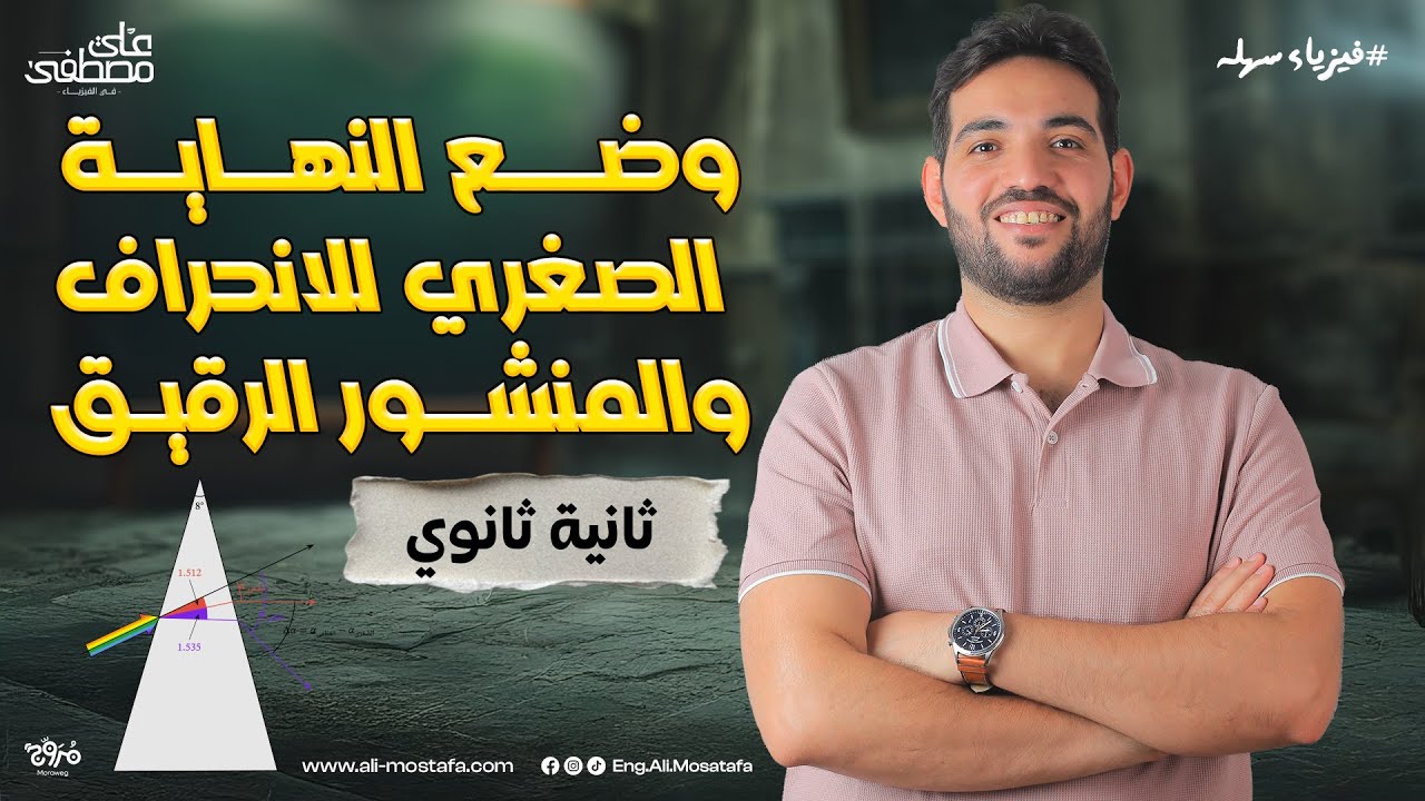 فبزياء الصف الثاني الثانوي _ وضع النهاية الصغري للانحراف والمنشور الرقيق _ مع م. علي مصطفي