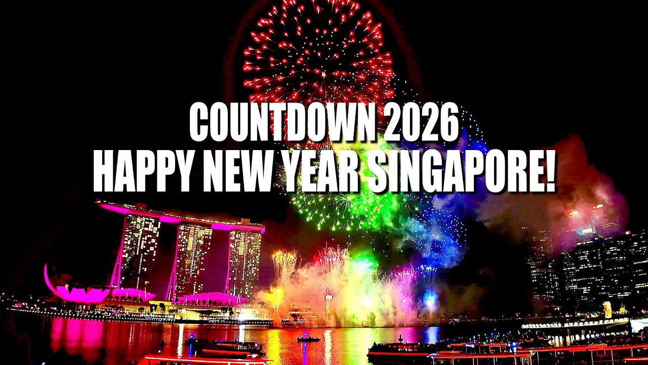 Amazing Singapore New Year Fireworks 🇸🇬 Countdown 2026 at Marina Bay