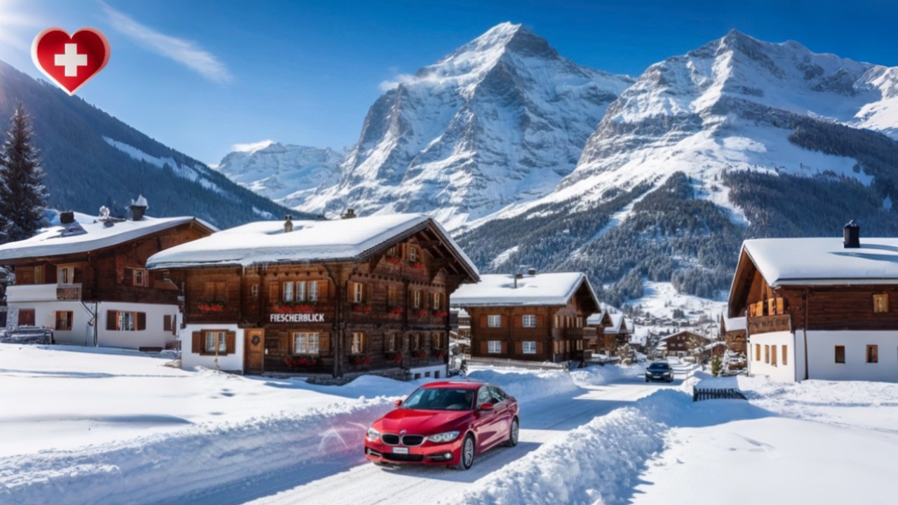 [ONCE IN A YEAR] Утренняя поездка в Гриндельвальд после сильного снегопада ☃️Switzerland🇨🇭[4K]