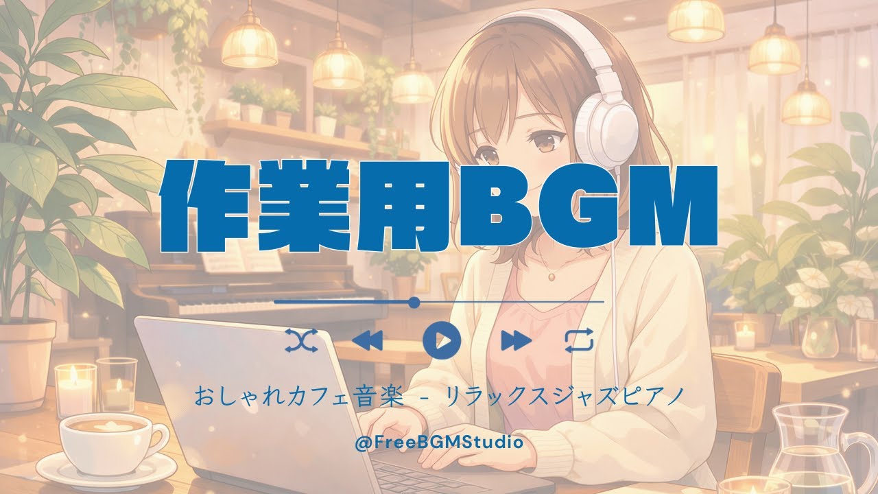 【作業用BGM】おしゃれカフェ音楽 - リラックスジャズピアノ | 【フリーBGM】