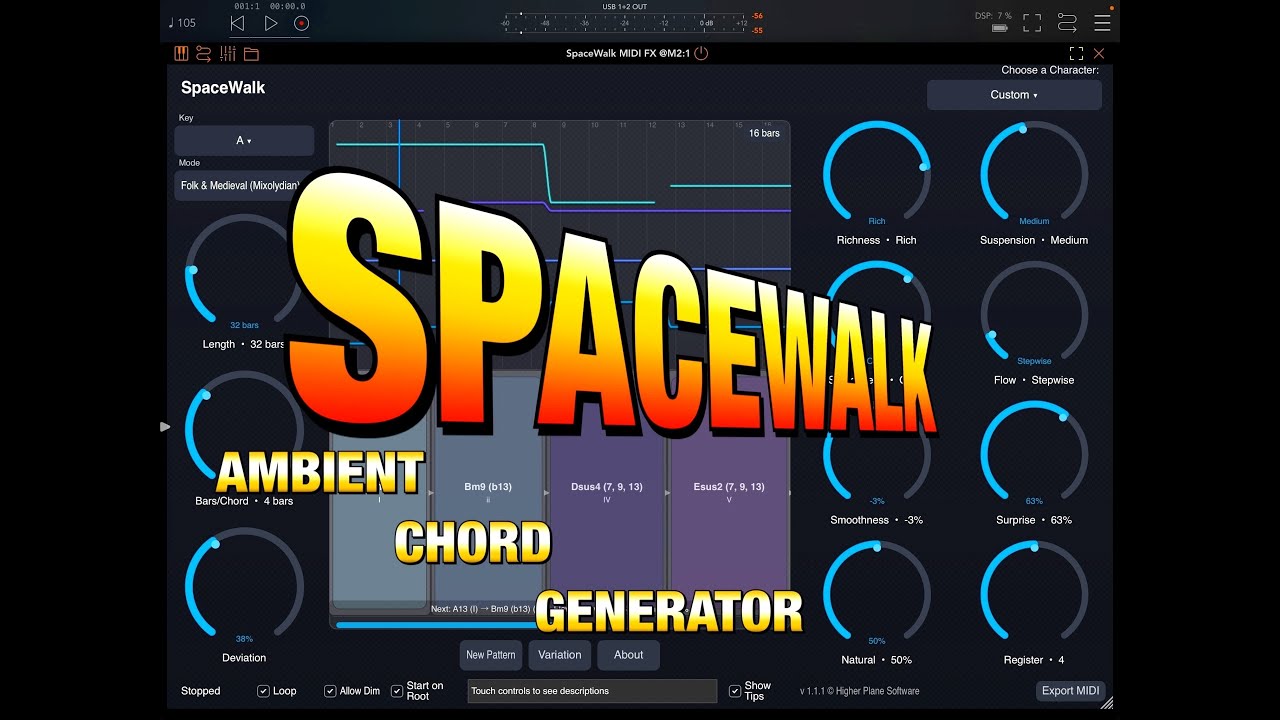 SpaceWalk - Ambient Chord Generator - УЖЕ В ПРОДАЖЕ - Пошаговое руководство и демонстрация для iPad
