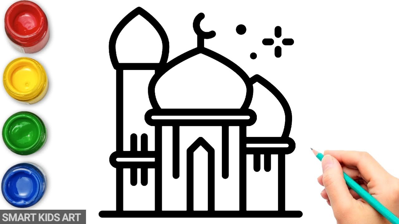 How To Draw Mosque | Mosque Drawing | Draw Smart