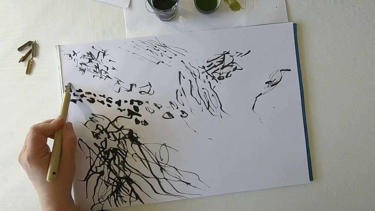 Abstract Line Art / Intuitive Ink Drawing / Abstracted Landscape Elements