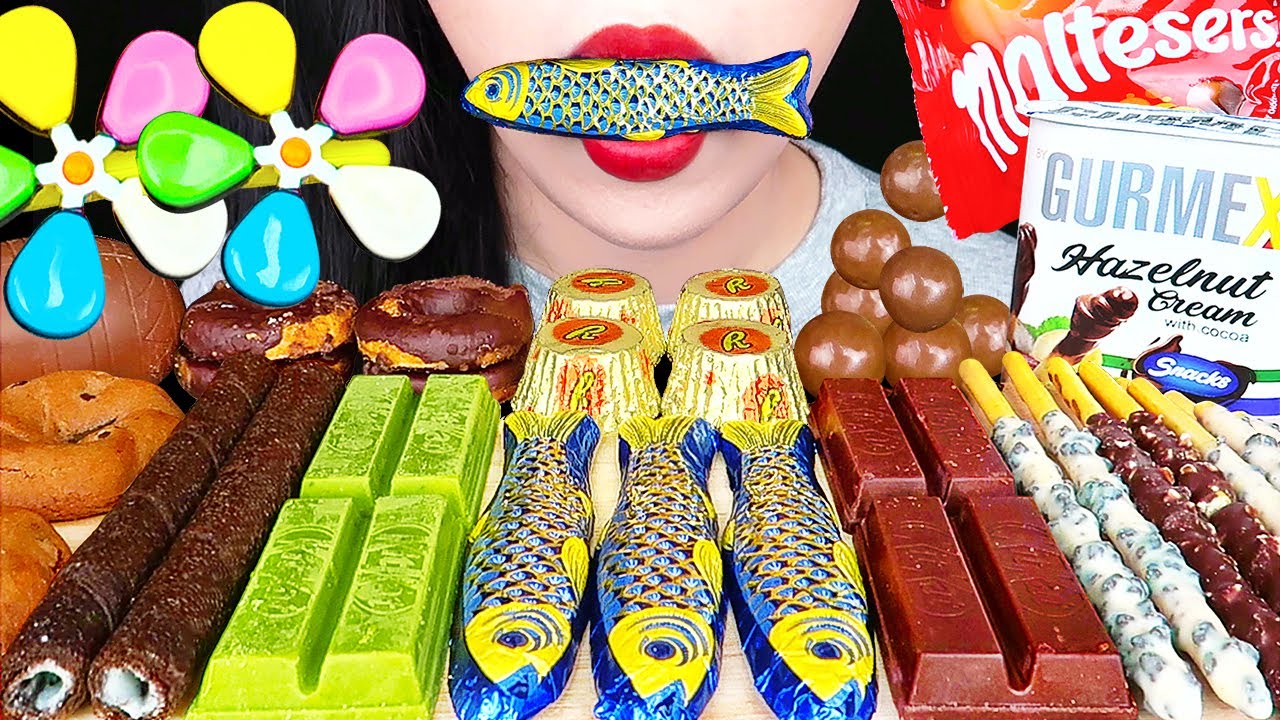 ASMR CHOCOLATE PARTY 해외 초콜릿, 몰티져스, 빼빼로 먹방 MALTESERS, OREO, GREEN TEA DESSERTS EATING SOUNDS MUKBANG