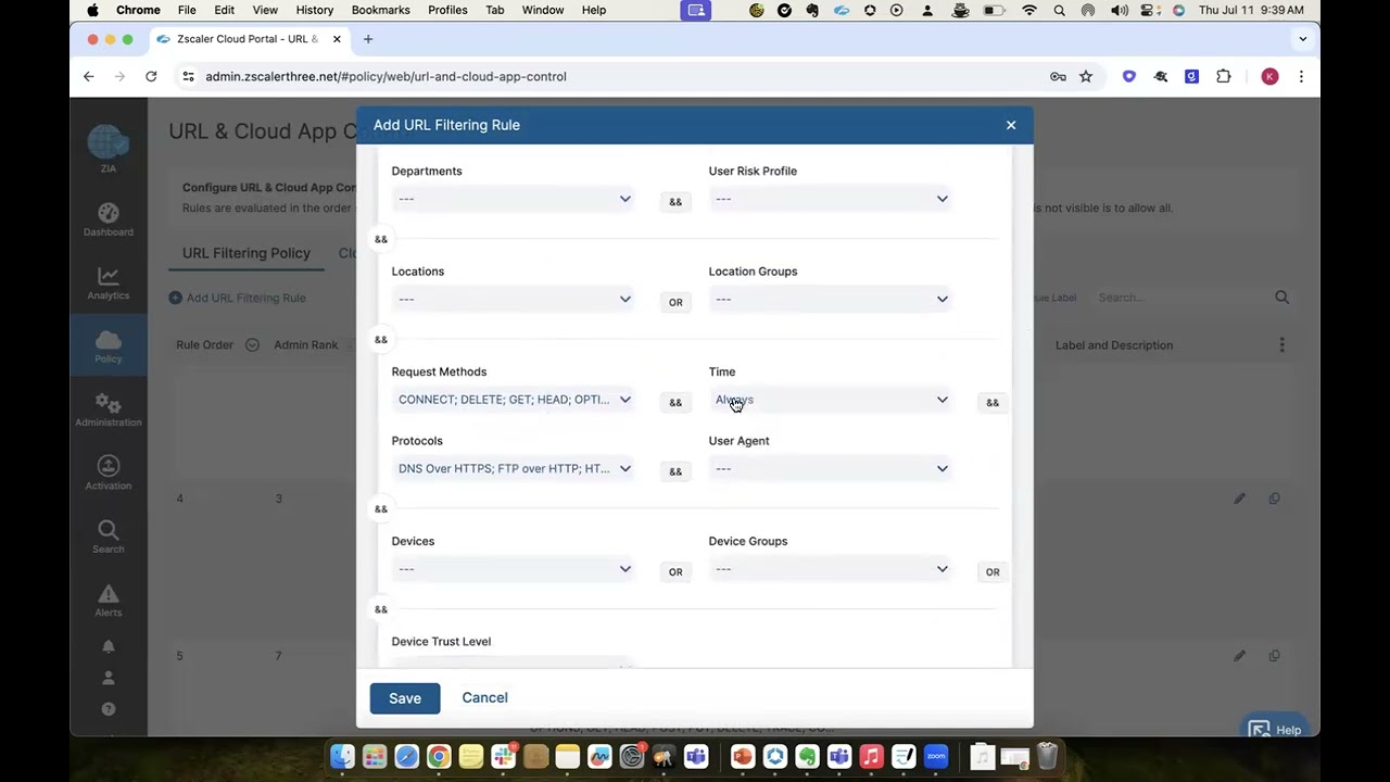 ZIA URL & Cloud App Control