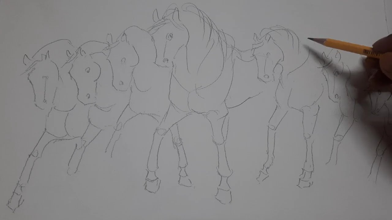 How to draw 7 Horses with composition (Lesson-3 4) 