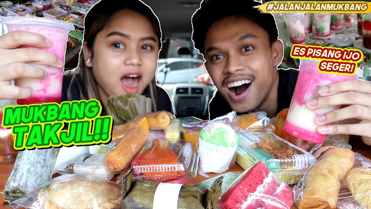 MUKBANG TAKJIL BORONG SEMUA JAJANAN + ES PISANG IJO, KOLAK PISANG🤤🤤