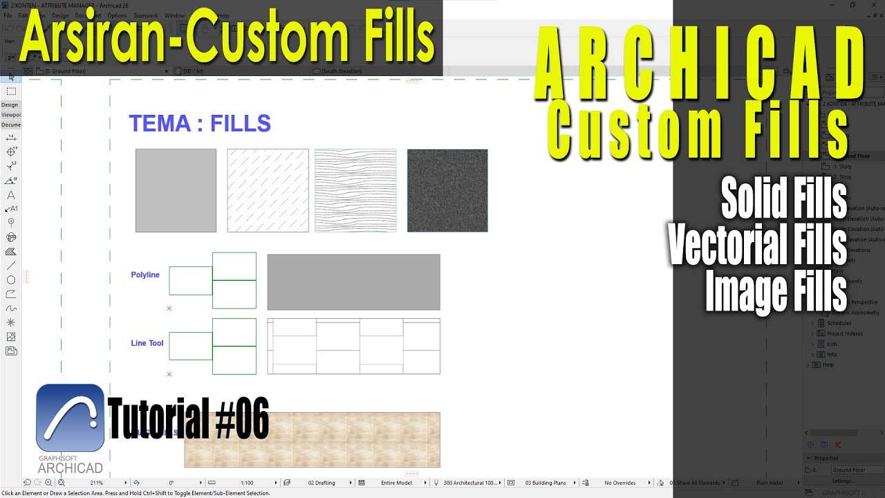 #15 Custom Fills, Arsiran, Hatch di Archicad | Tutorial ARCHICAD 26 Indonesia