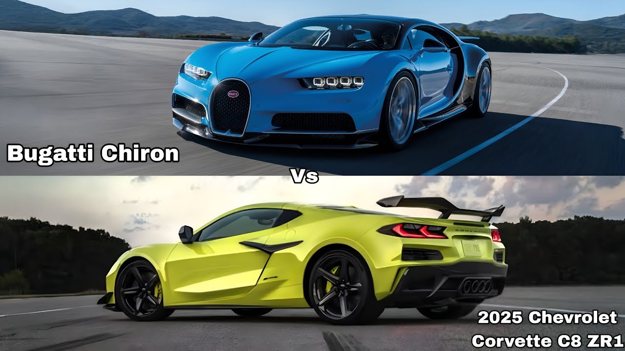 Bugatti Chiron Vs Chevrolet Corvette C8 ZR1 0-200 mph and 60-130 mph Acceleration Comparison 