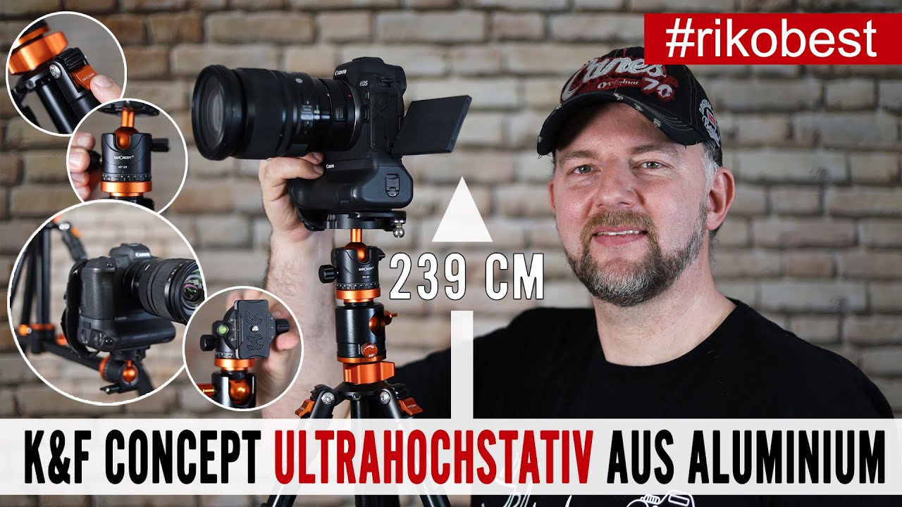 Viel Stativ für wenig Geld - Das bis zu 250cm hohe Stativ mit 10kg Tragkraft von K&F Concept SA254T1