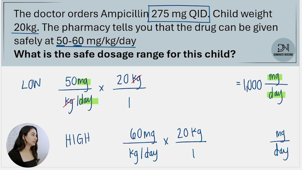 Pediatric Safe Dosage Range Math Calculations