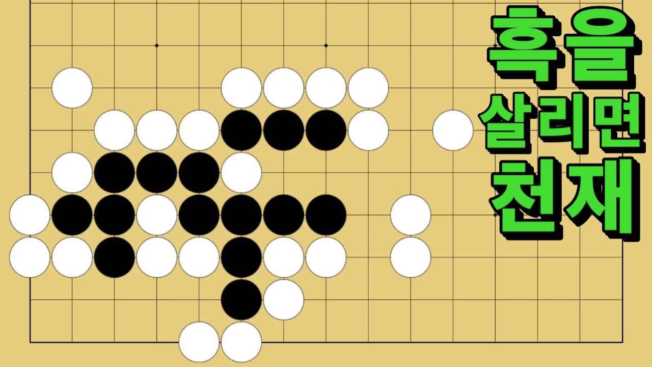 바둑 묘수 사활 - 산맥을 거슬러 오르는 묘수가 있습니다. 흑을 살려보세요.