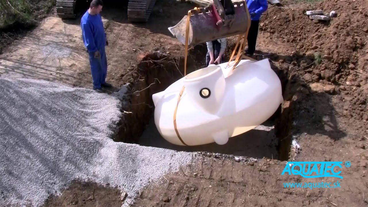 Osadenie podzemnej plastovej n&aacute;drže Aquatec VFL
