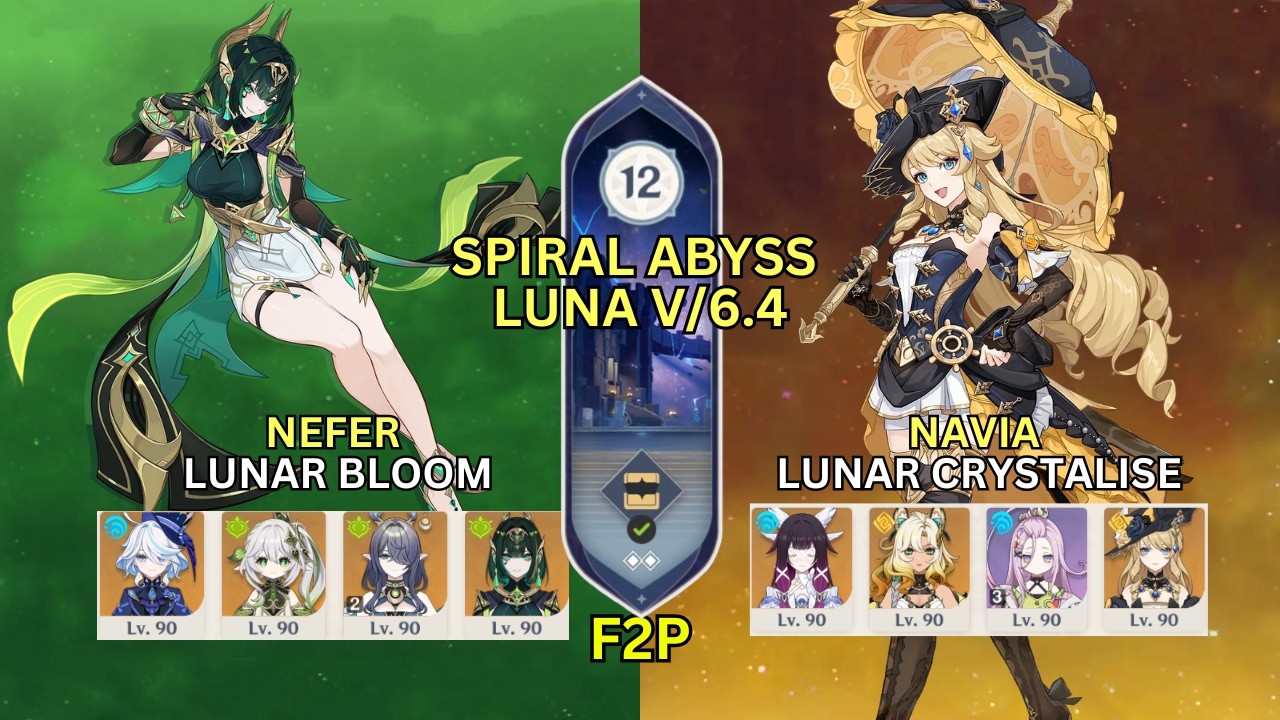 Navia Lunar Crystalise | Nefer Lunar Bloom | Spiral Abyss 6.4 Luna V