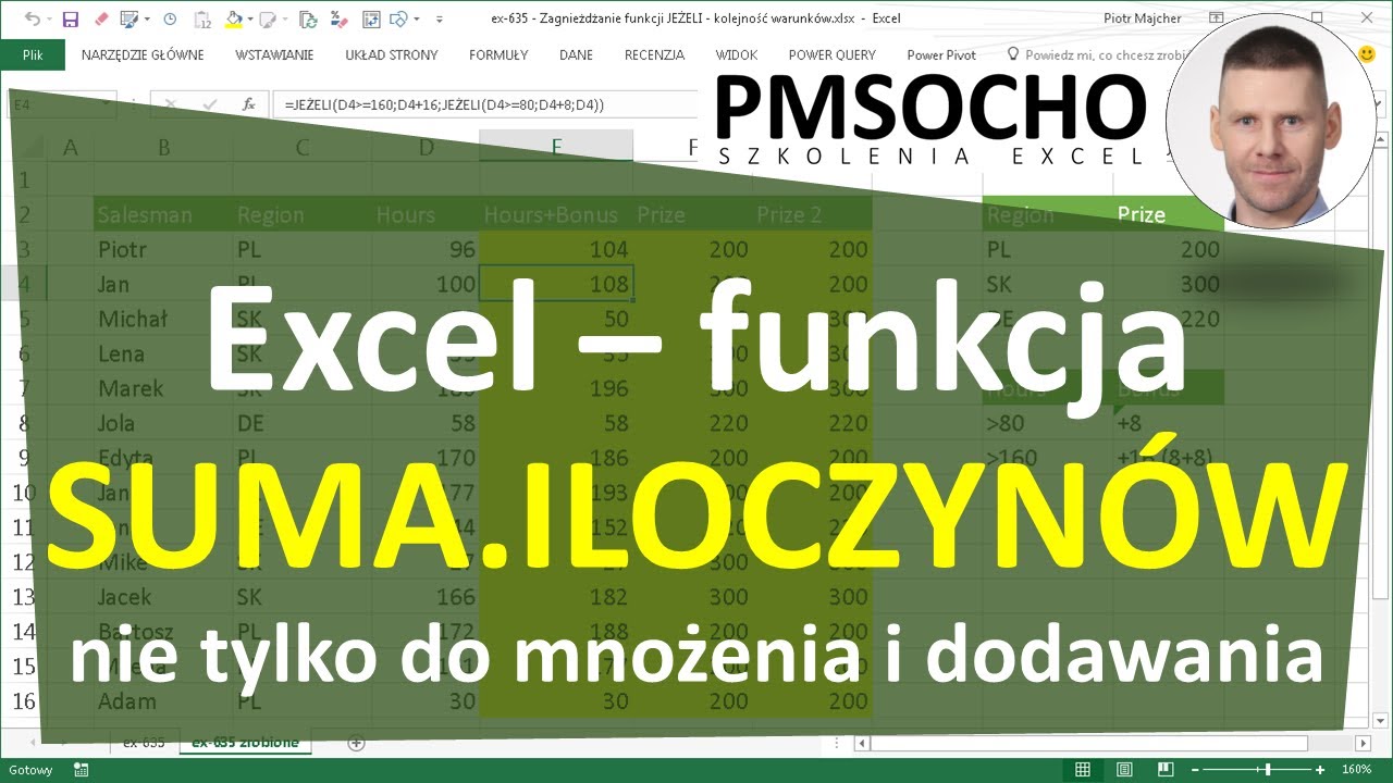 excel-129 - Funkcja SUMA.ILOCZYNÓW - nie tylko do sumowania iloczynów :)