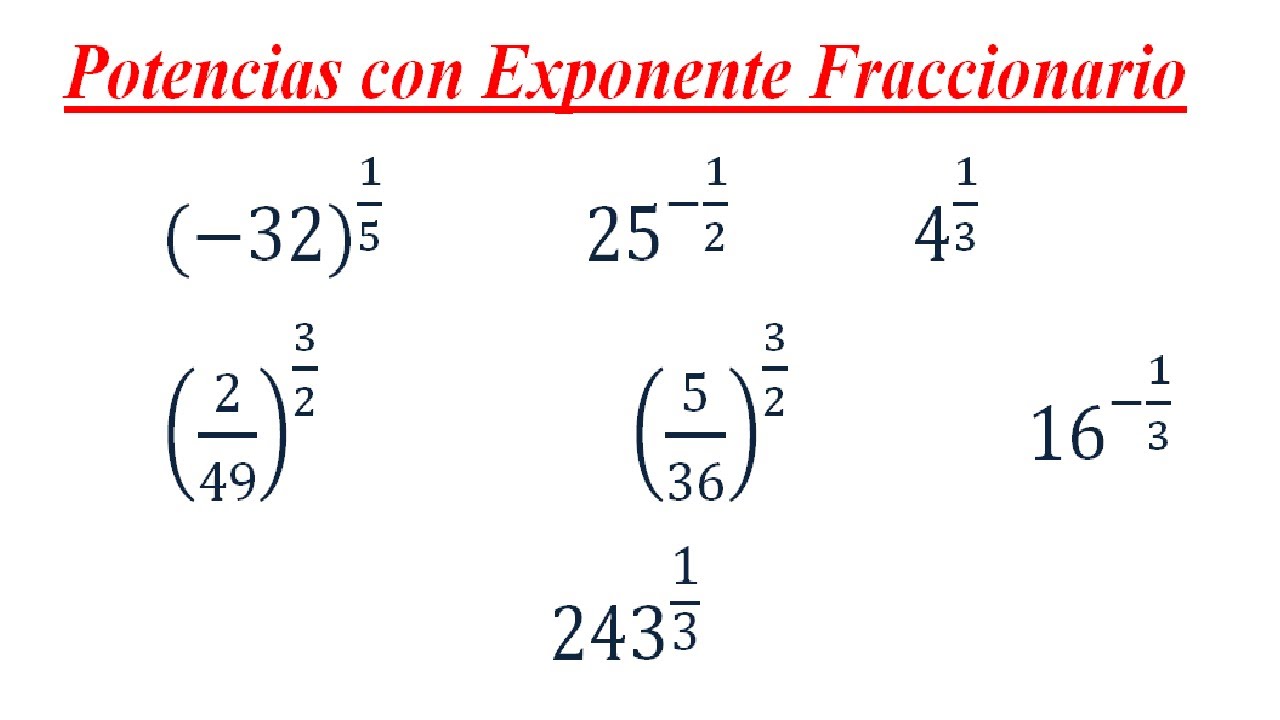 Potencias con Exponente Fraccionario
