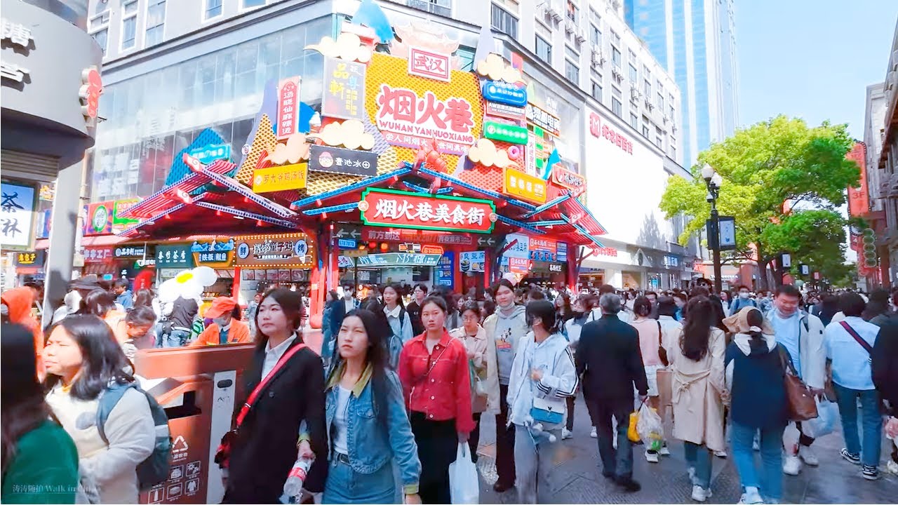 4K Walk | 武汉最热闹的江汉路步行街 | Wuhan is the most lively jiang han pedestrain