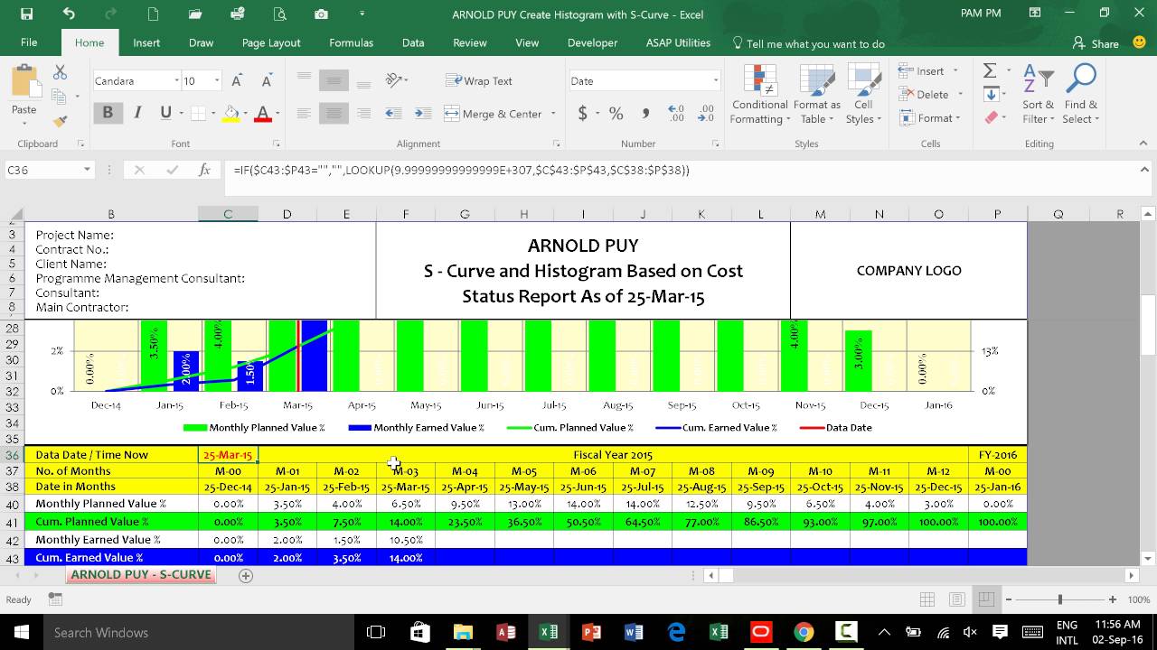 How to Create Automated S-Curve & Histogram in MS Excel 2016 by: Arnold Puy