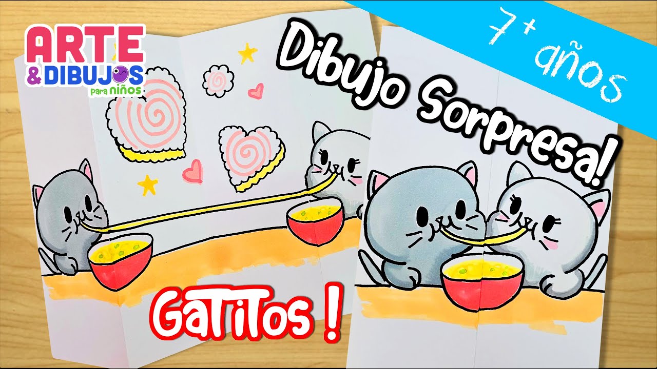 Como dibujar UN GATO | DIBUJO SORPRESA | Arte y Dibujos para Niños